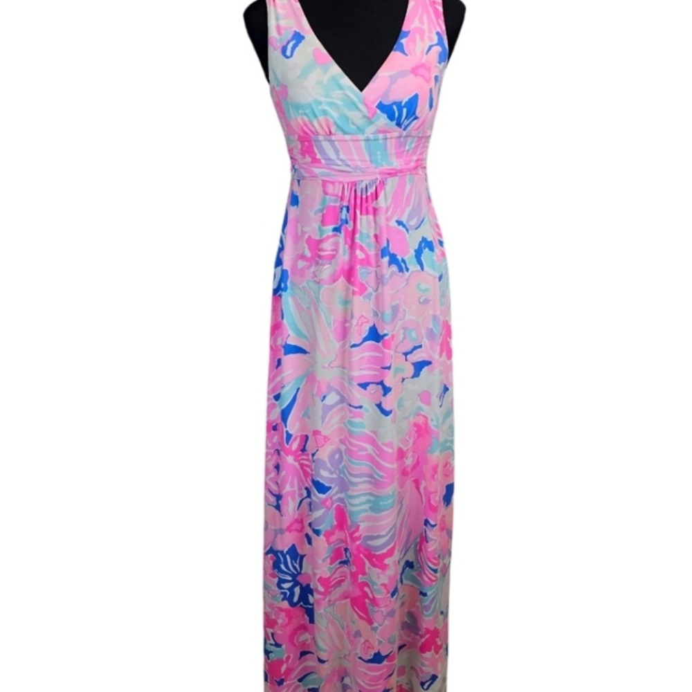 Lilly Pulitzer Womens Sloan Maxi Dress In Multi Playa Hermosa Sz Small Coastal